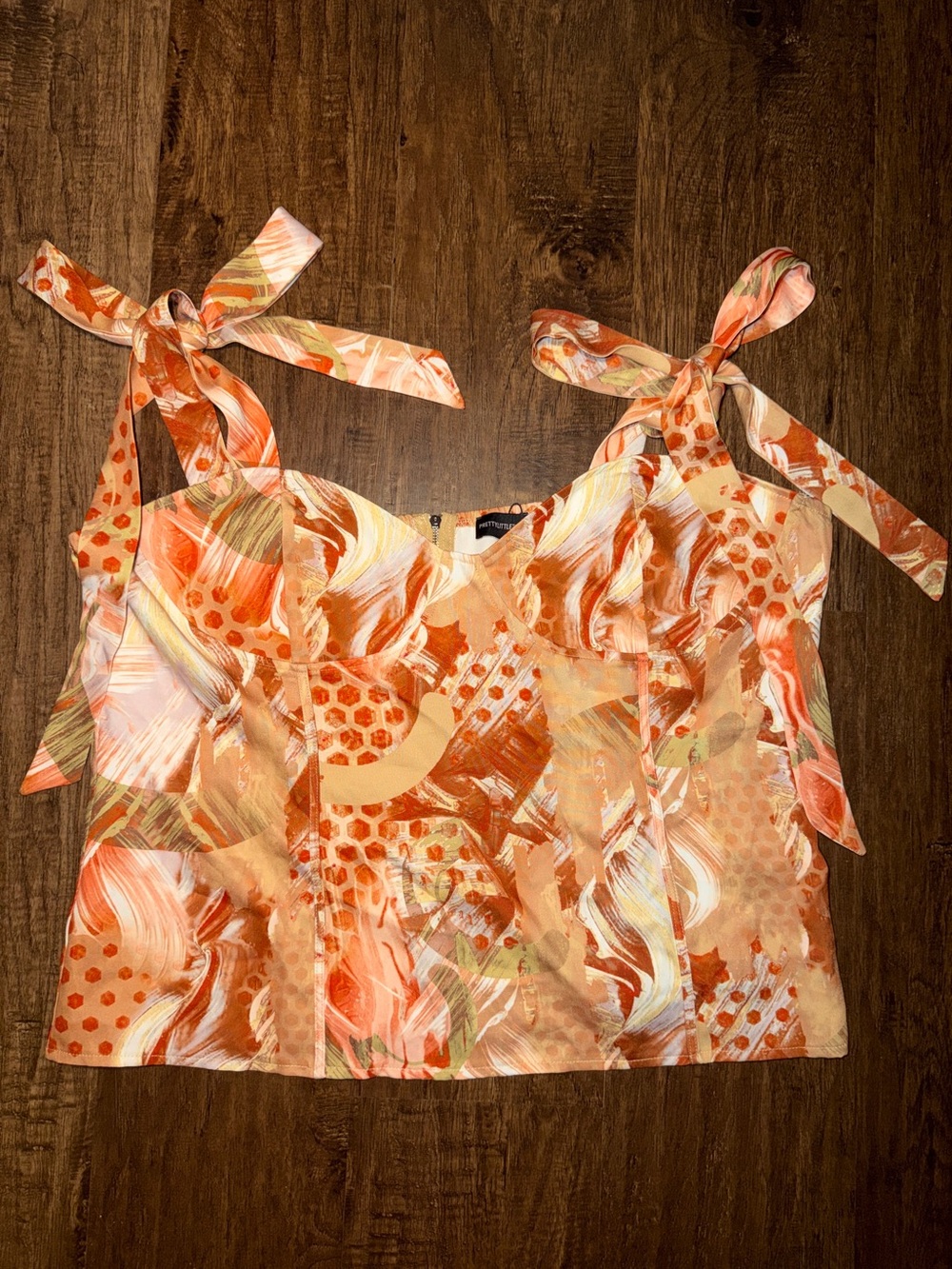 PrettyLittleThing Orange Multi Tie-Shoulder Top